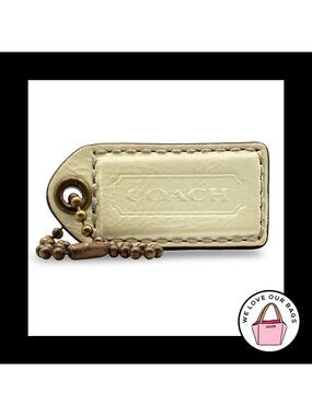 65th Anniversary COACH Leather Antique Brass Key Fob Bag Charm Keychain Hang Tag